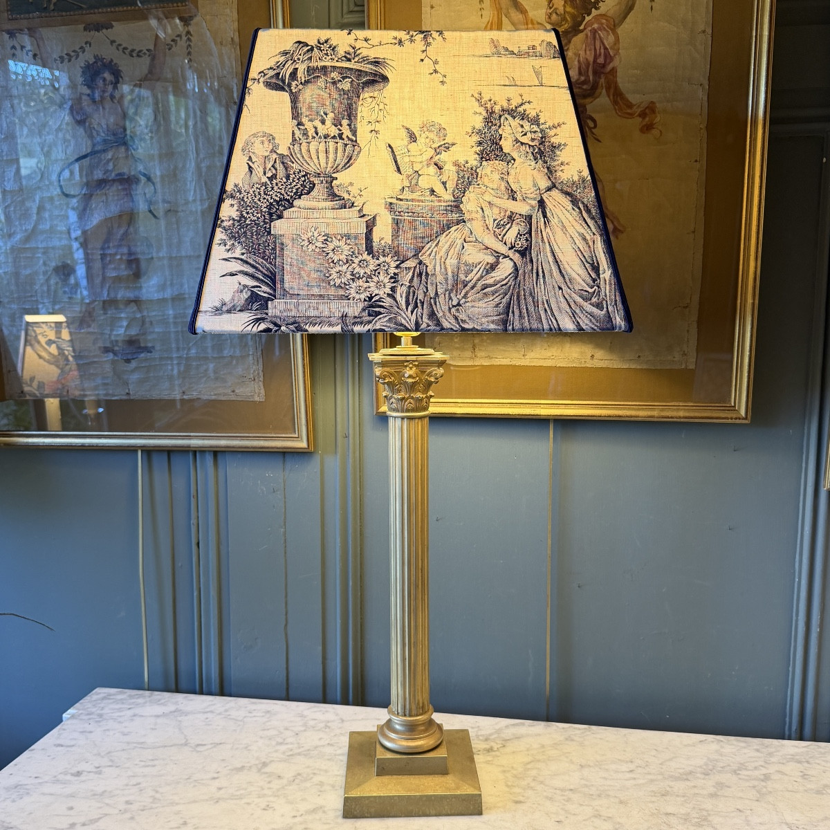 Large Gilt Bronze Lamp, 19th Century, Height 80 Cm