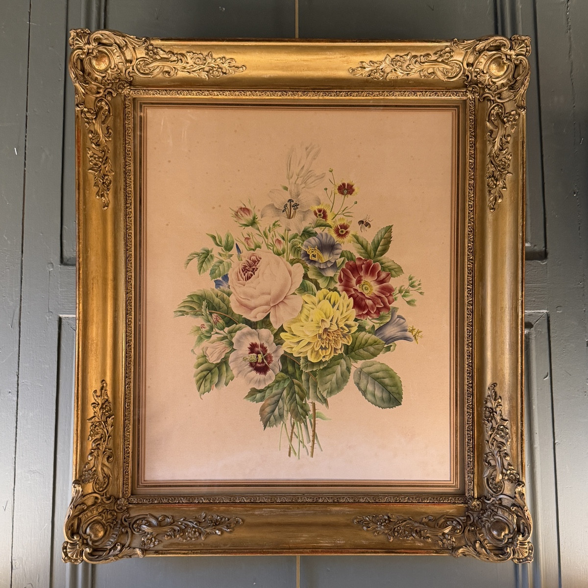 Bouquet Of Flowers, 19th Century Watercolor