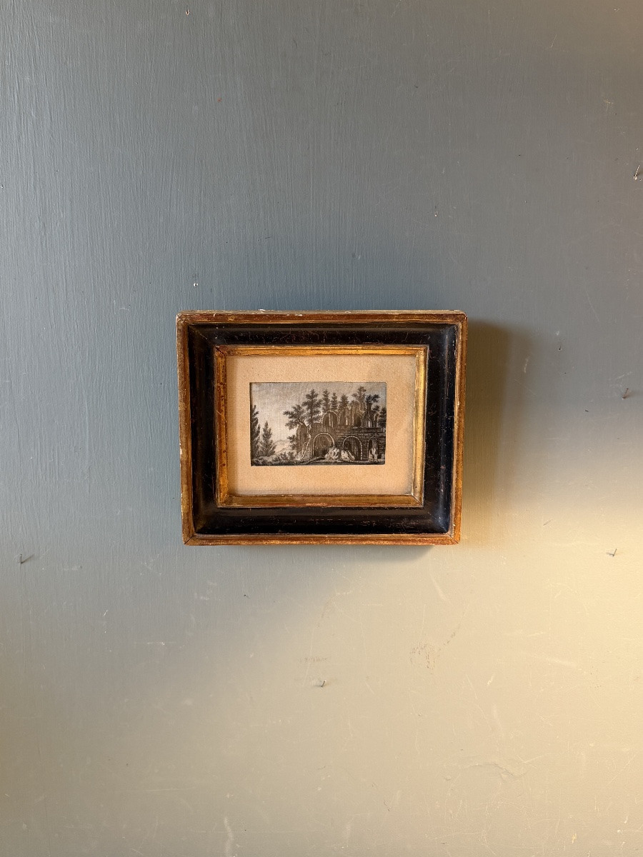 Architectural Caprice, 19th Century Silk Embroidery-photo-3