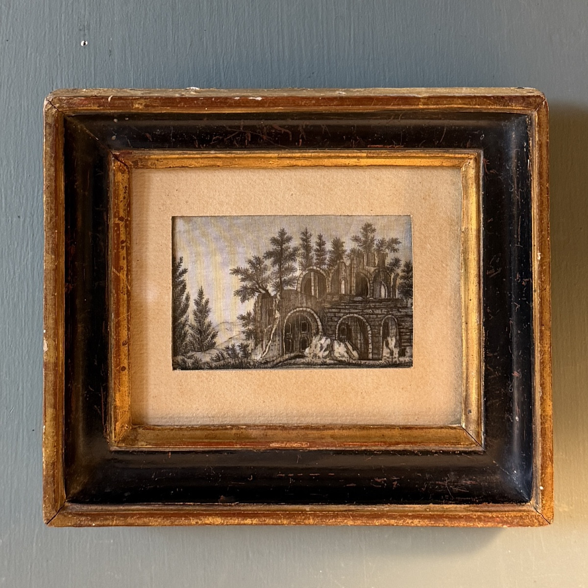 Architectural Caprice, 19th Century Silk Embroidery