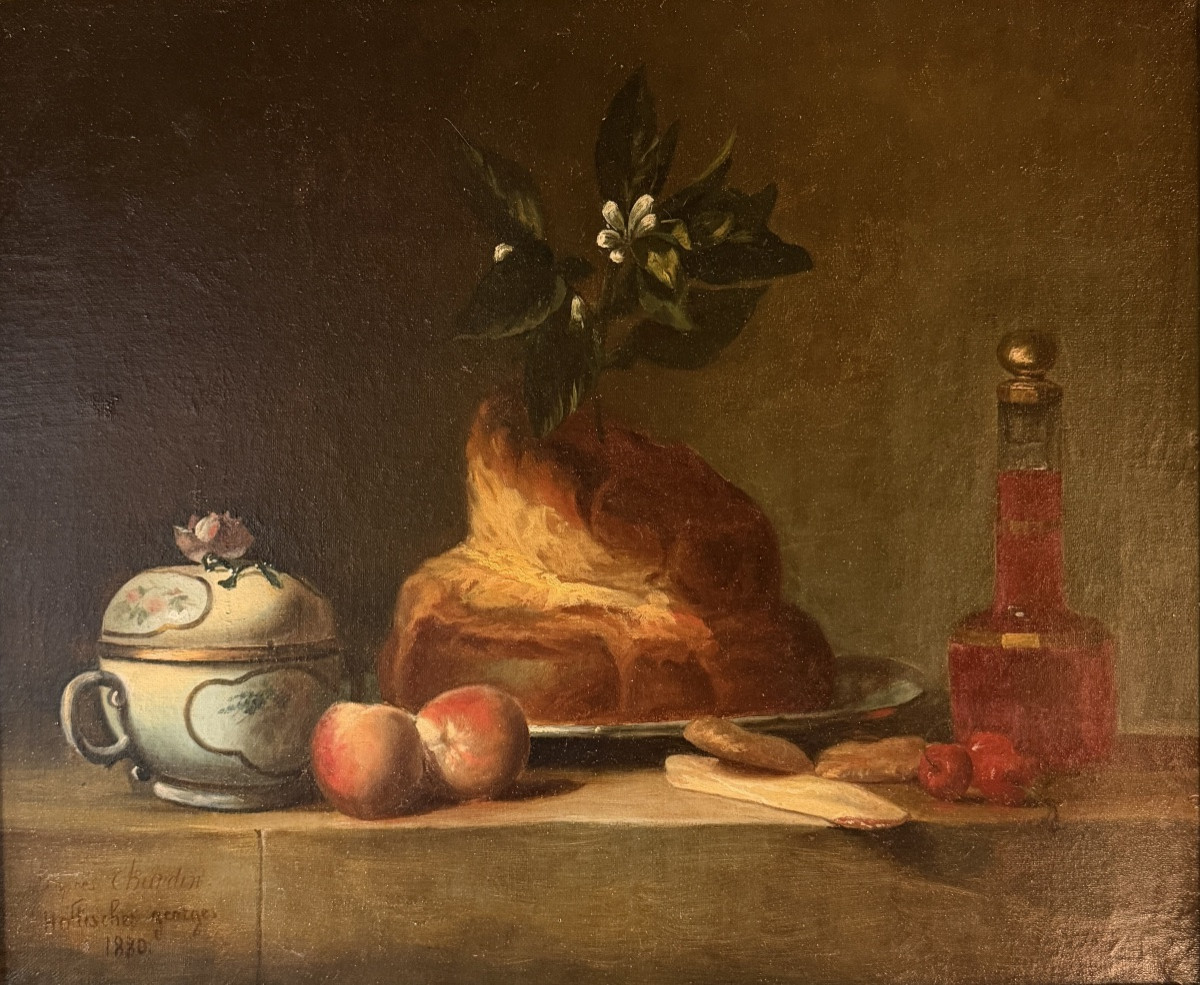 La Brioche d'après Chardin, datée 1880-photo-2