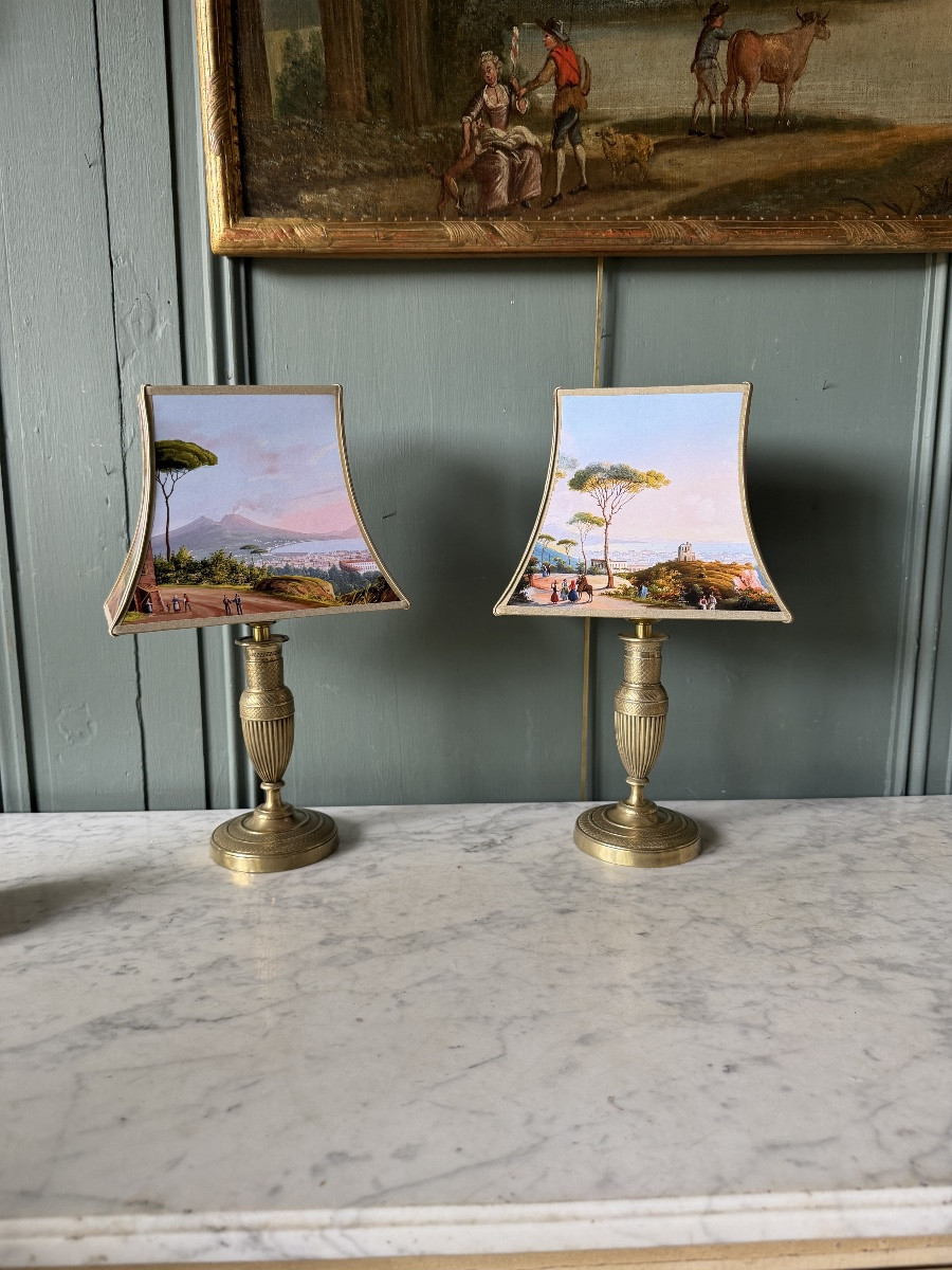 Paire de lampes de table sans fil "La baie de Naples", Hauteur 35 cm-photo-2