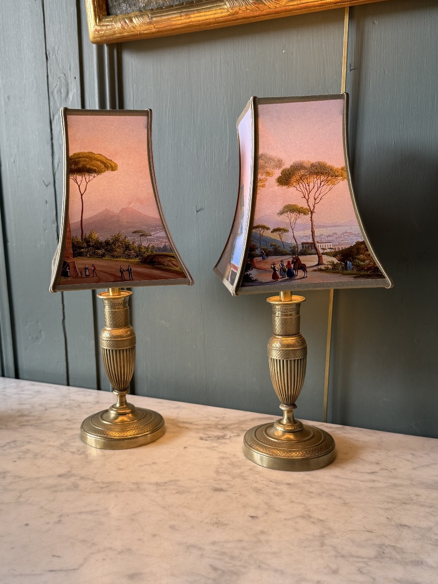 Paire de lampes de table sans fil "La baie de Naples", Hauteur 35 cm-photo-4