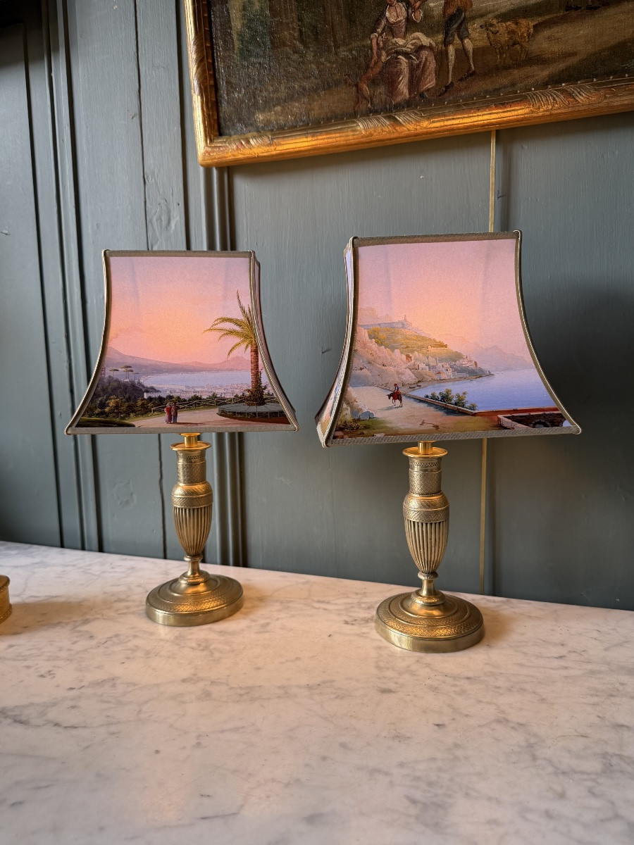 Paire de lampes de table sans fil "La baie de Naples", Hauteur 35 cm-photo-1