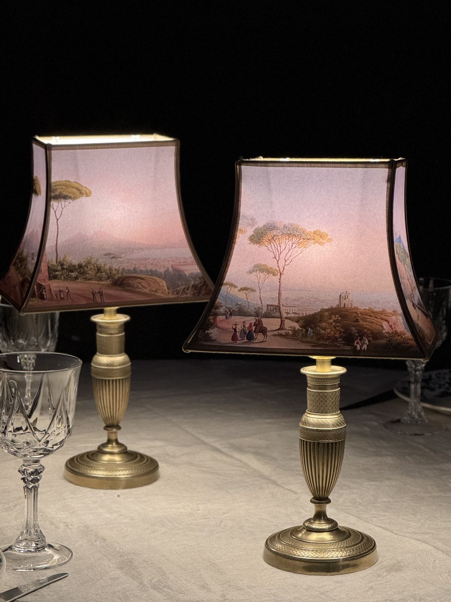 Paire de lampes de table sans fil "La baie de Naples", Hauteur 35 cm-photo-7