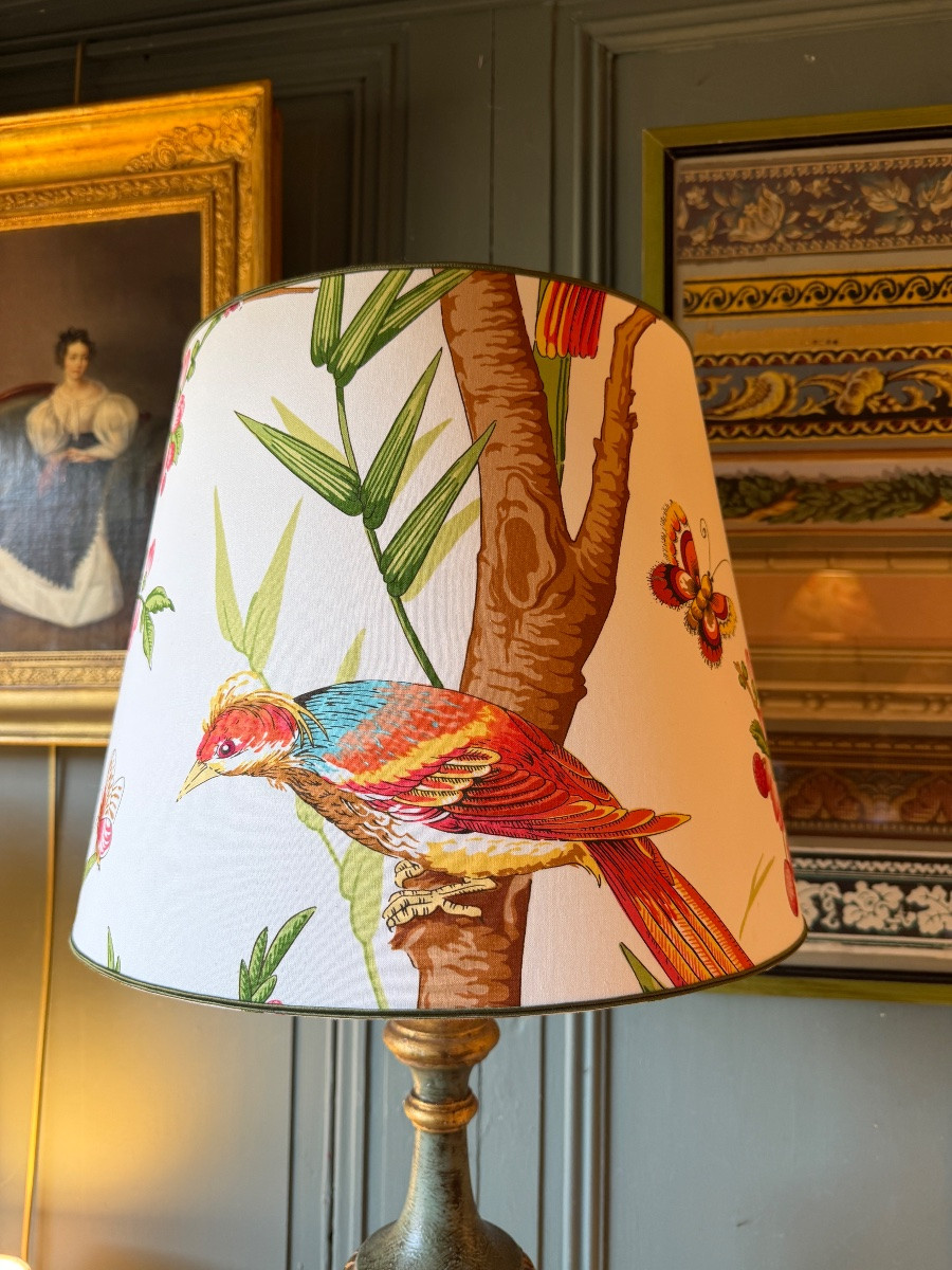 Large Painted Wood Lamp, Height 88 Cm-photo-3