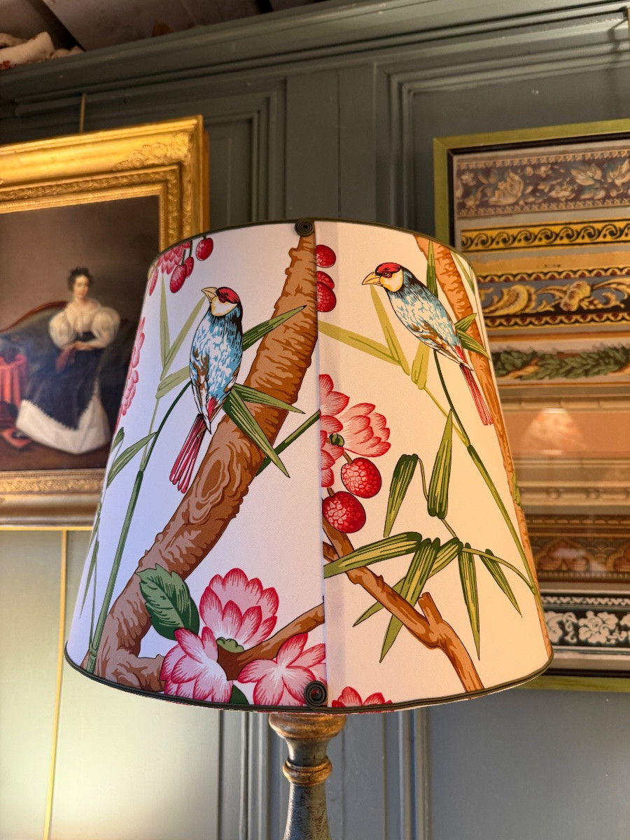 Large Painted Wood Lamp, Height 88 Cm-photo-4