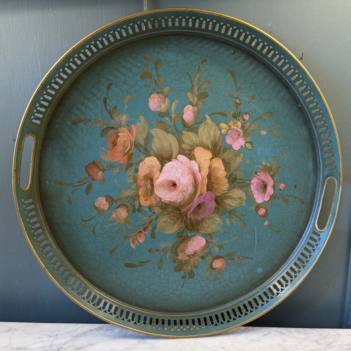 Plateau en tôle peinte, Diamètre 41 cm