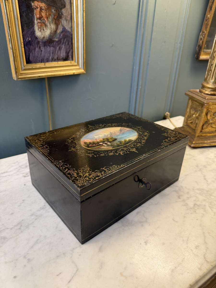 Painted Tin Box, Napoleon III Period-photo-2