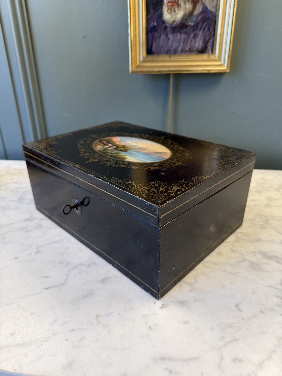 Painted Tin Box, Napoleon III Period-photo-4