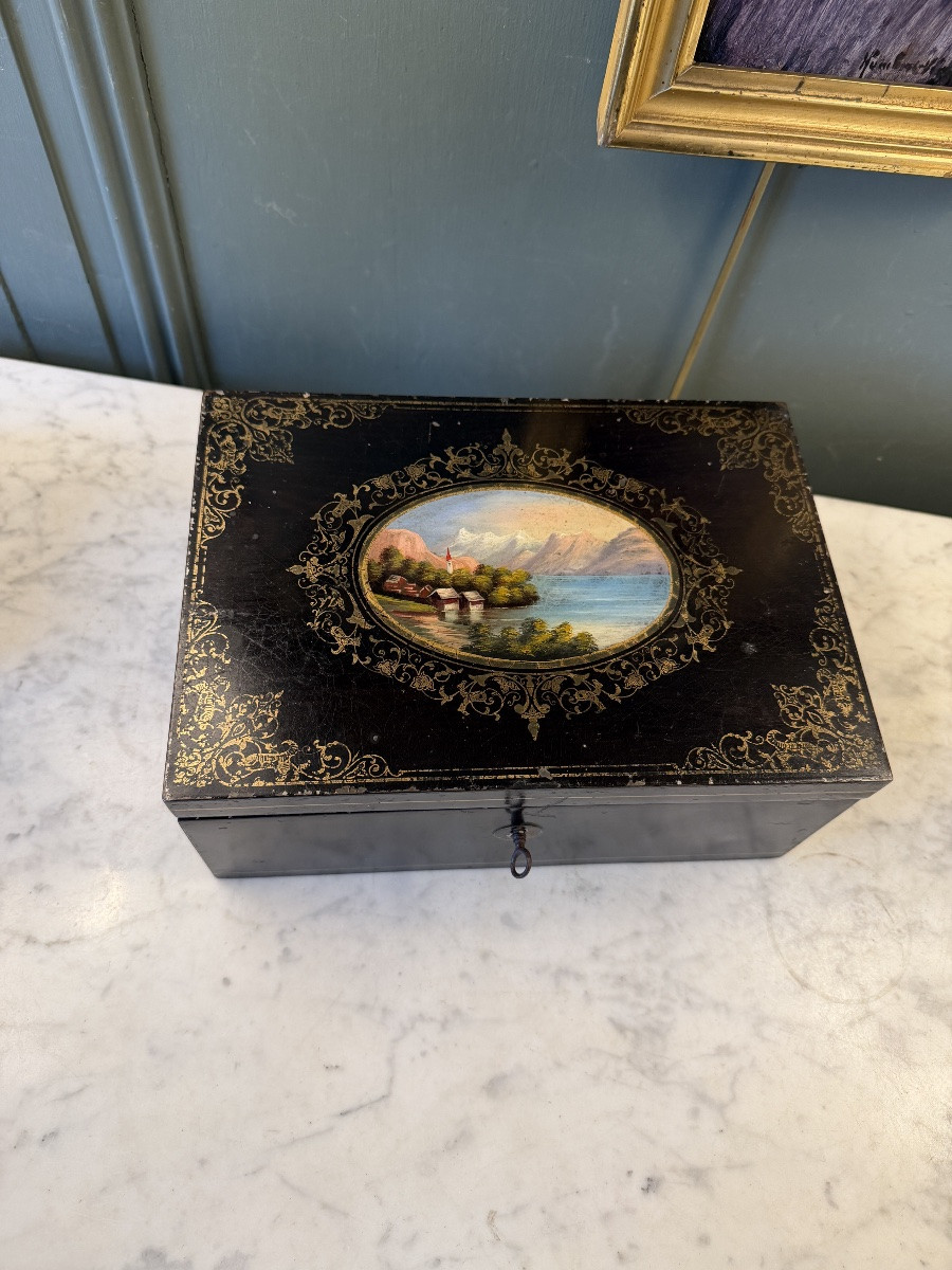 Painted Tin Box, Napoleon III Period-photo-2