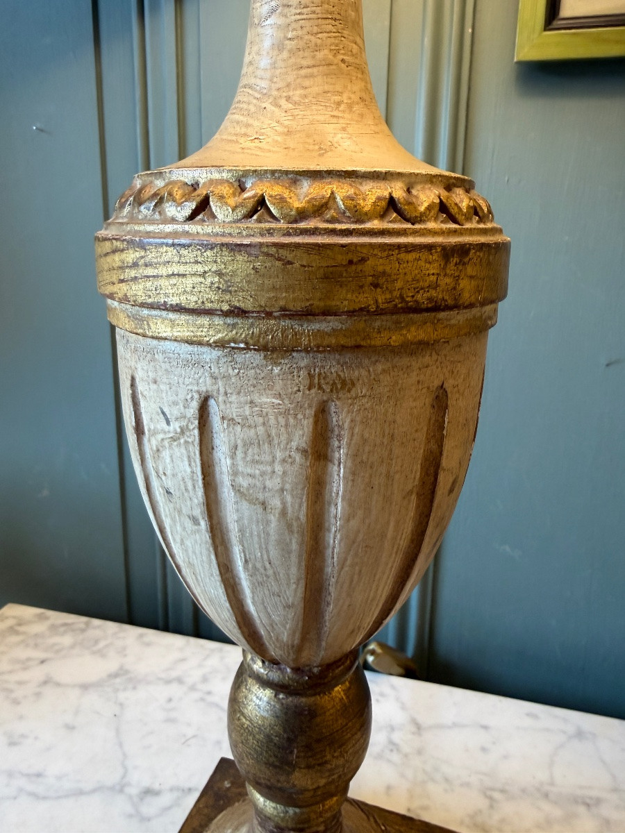Grande lampe en bois peint, hauteur 76 cm-photo-4
