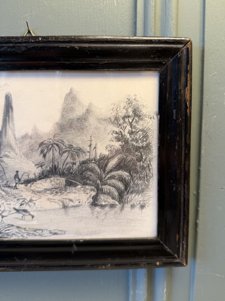 Exotic Landscape, Drawing Dated 1865-photo-4