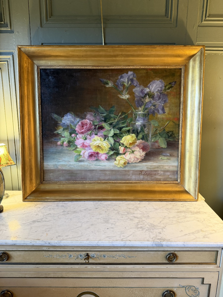 Jetée de roses anciennes et bouquet d'iris de Théodore Lespinasse-photo-6