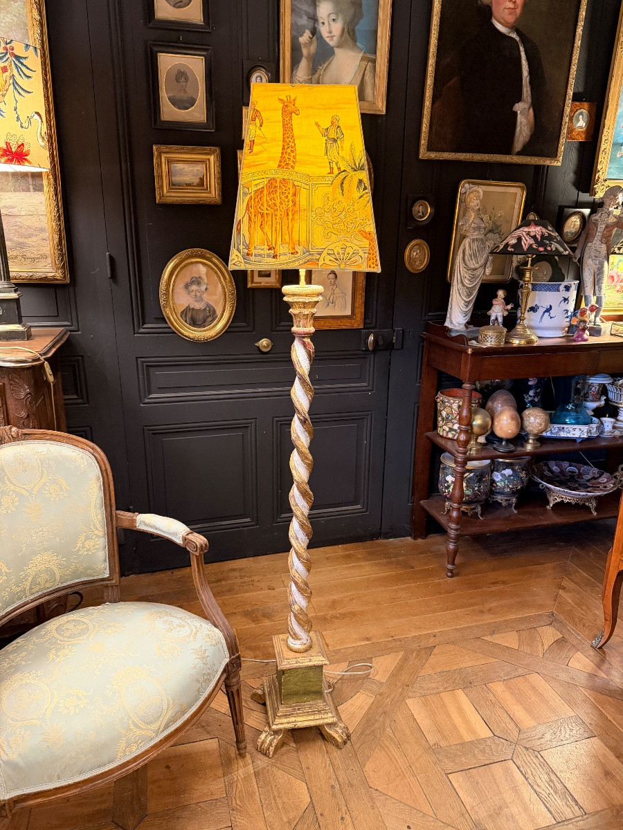 Twisted Painted Wood Floor Lamp, Height 163 Cm-photo-2