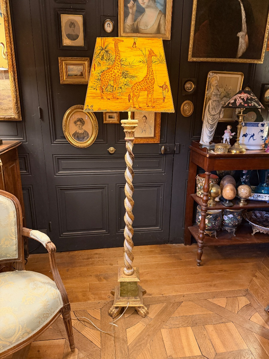 Twisted Painted Wood Floor Lamp, Height 163 Cm-photo-3