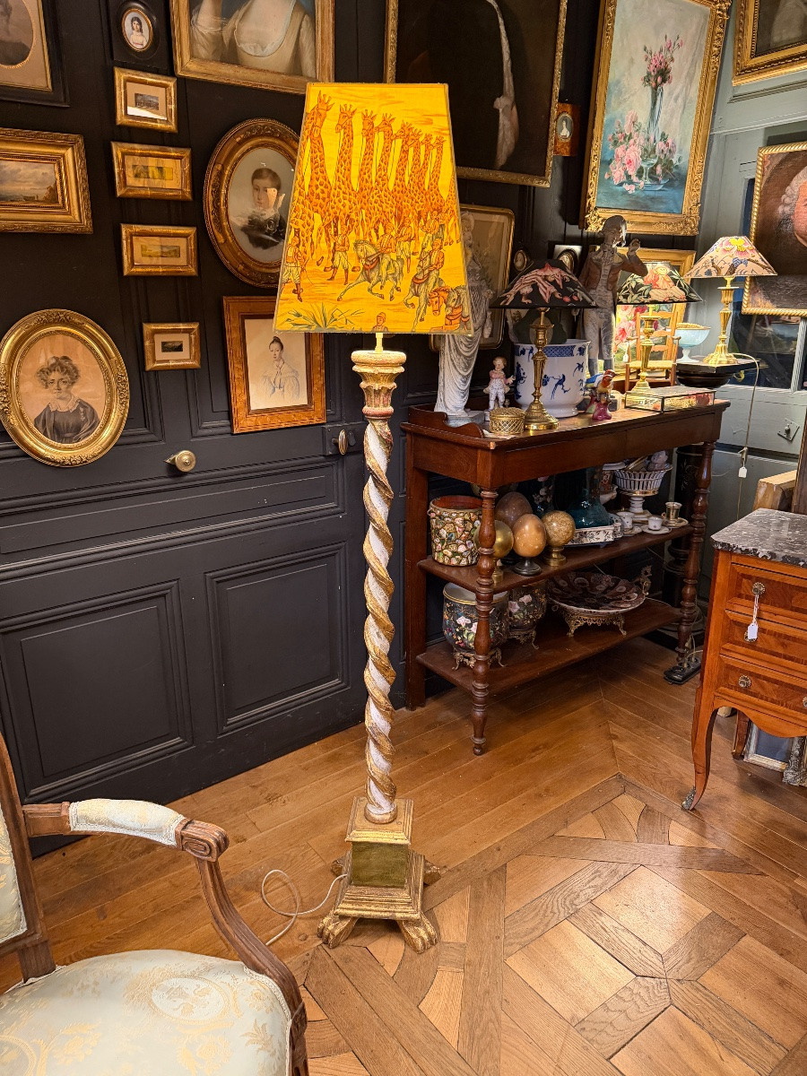 Twisted Painted Wood Floor Lamp, Height 163 Cm-photo-4