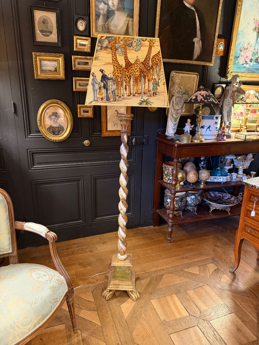 Twisted Painted Wood Floor Lamp, Height 163 Cm-photo-1