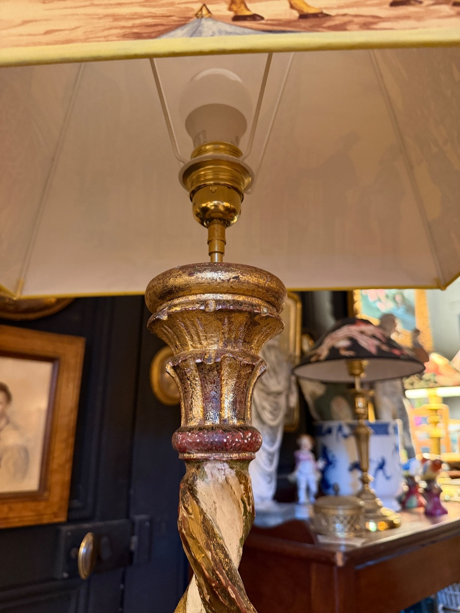Twisted Painted Wood Floor Lamp, Height 163 Cm-photo-5