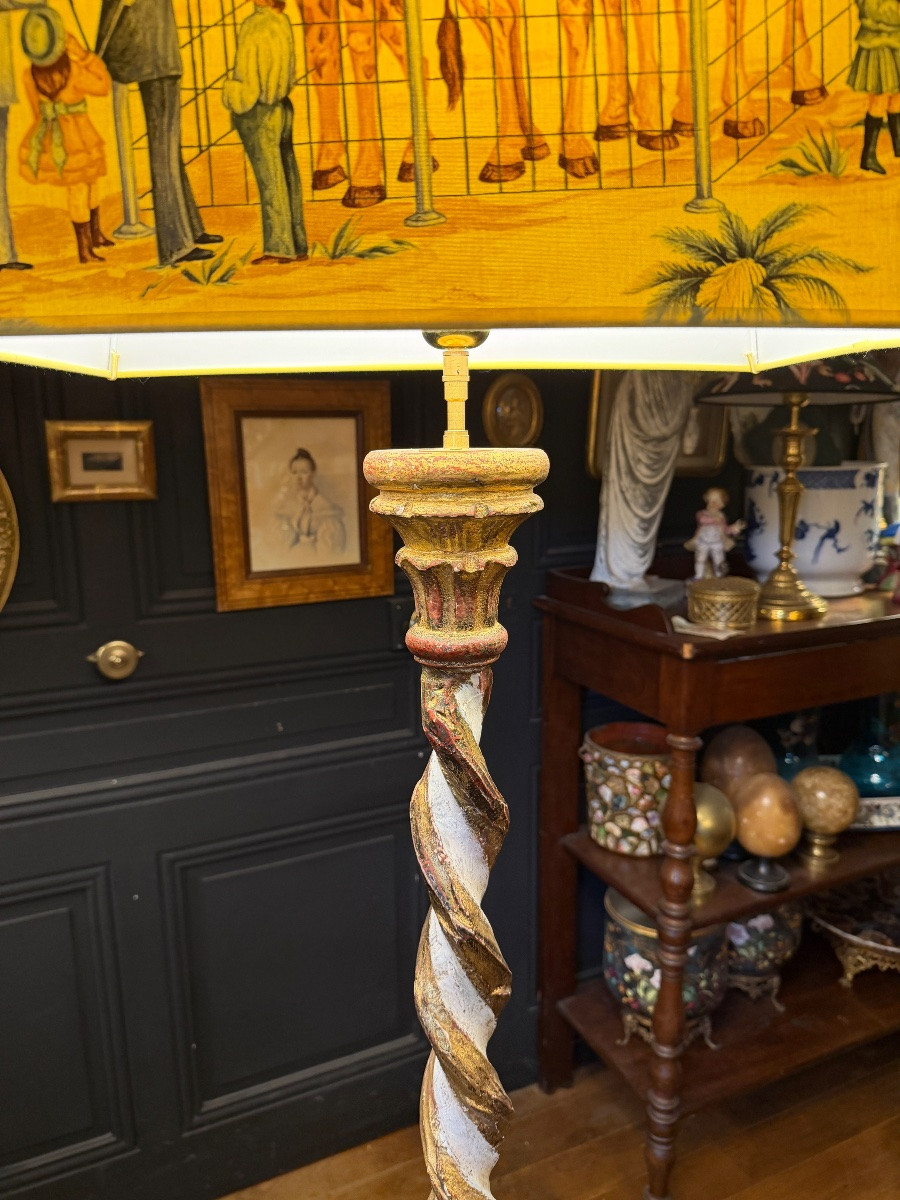 Twisted Painted Wood Floor Lamp, Height 163 Cm-photo-6