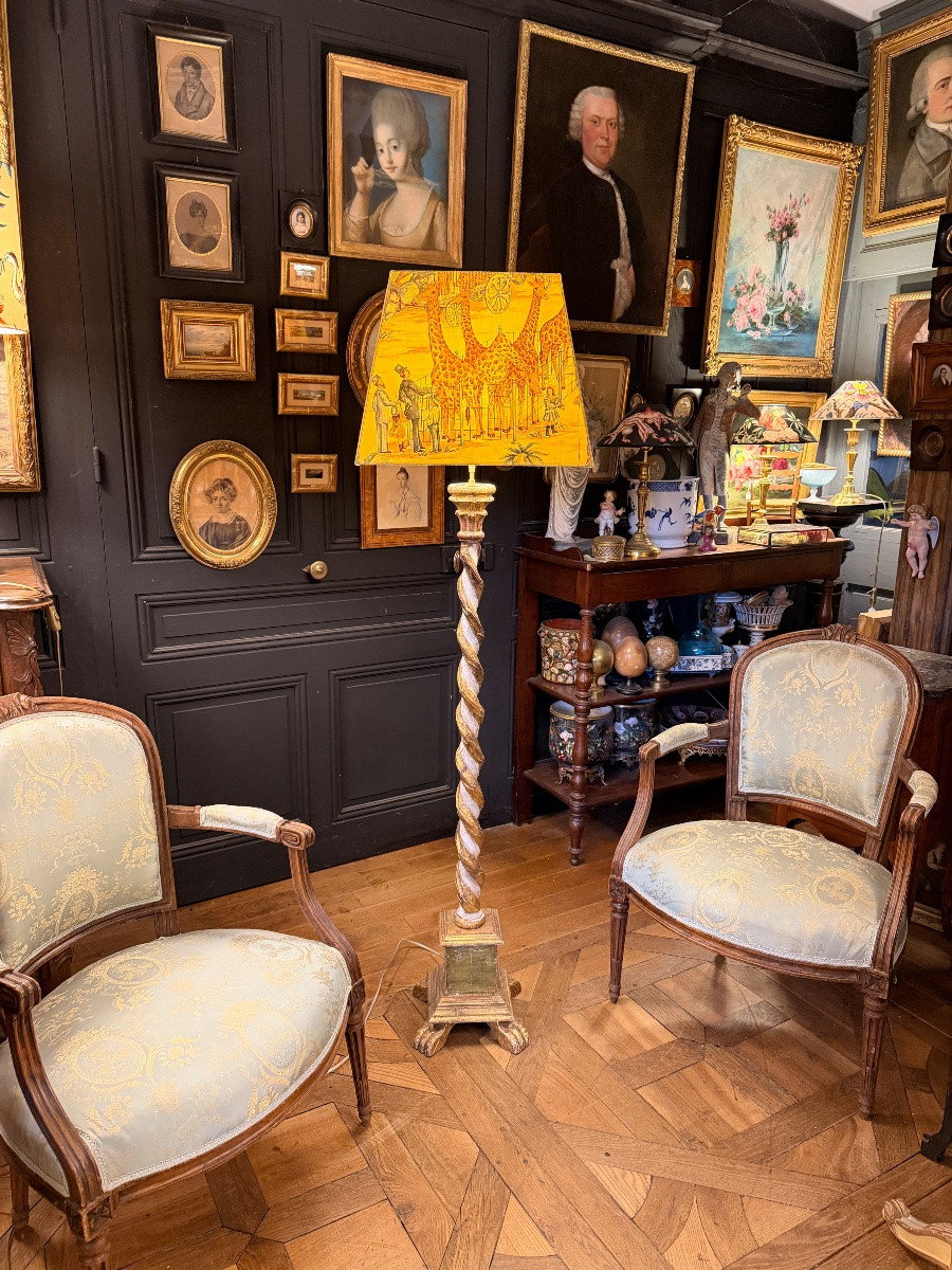 Twisted Painted Wood Floor Lamp, Height 163 Cm-photo-8