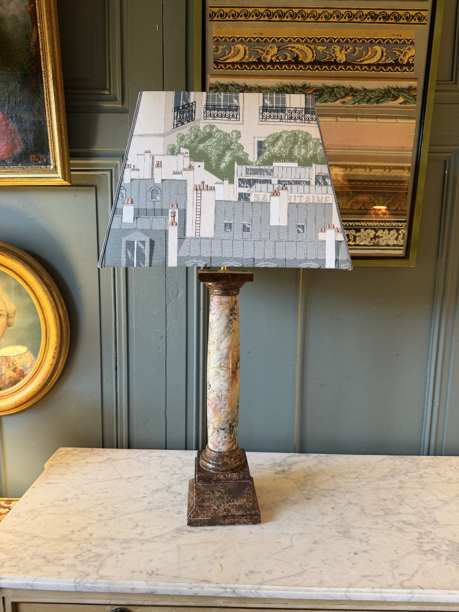 Grande lampe en bois peint, Hauteur 78 cm-photo-2