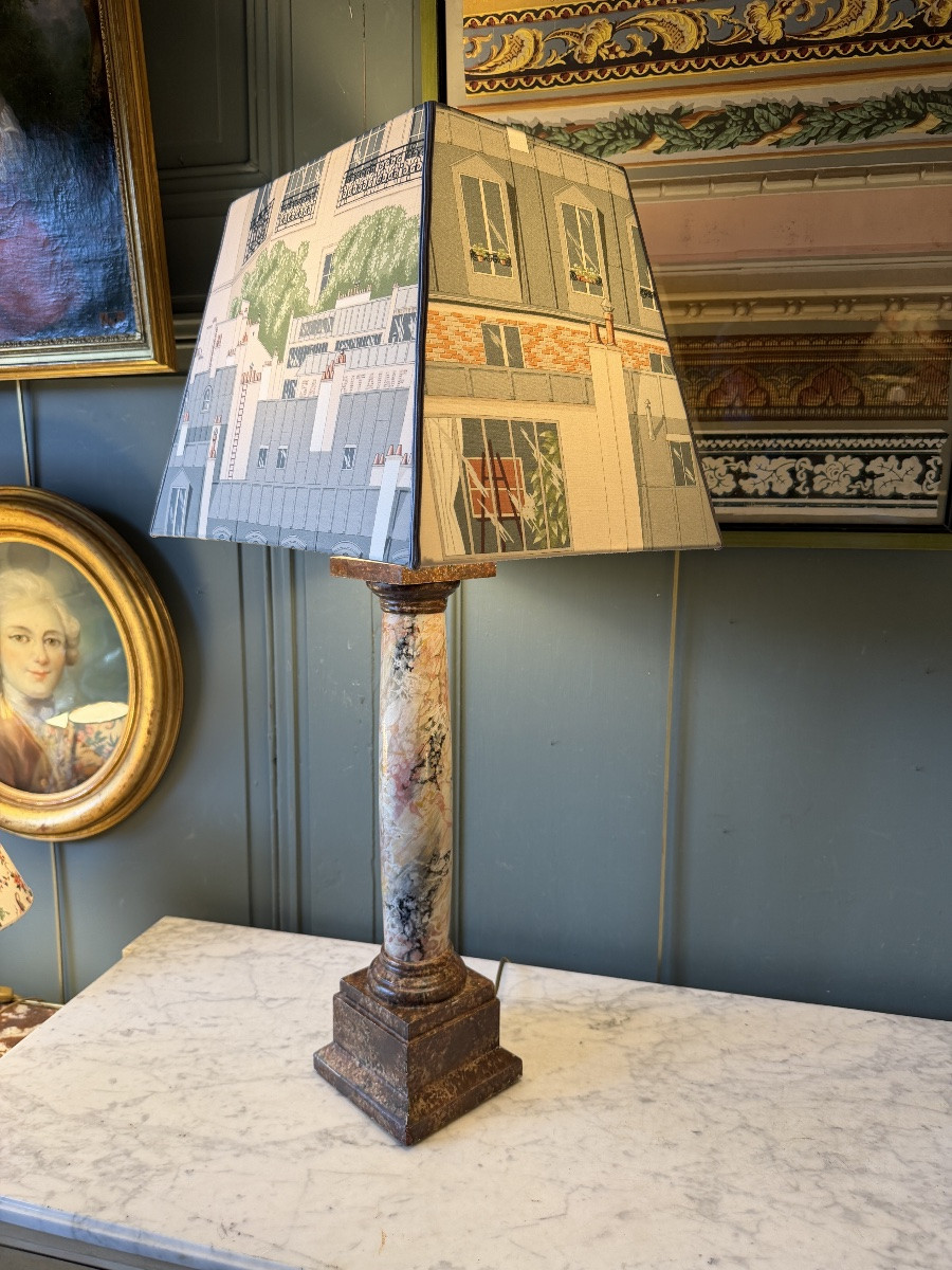 Grande lampe en bois peint, Hauteur 78 cm-photo-3