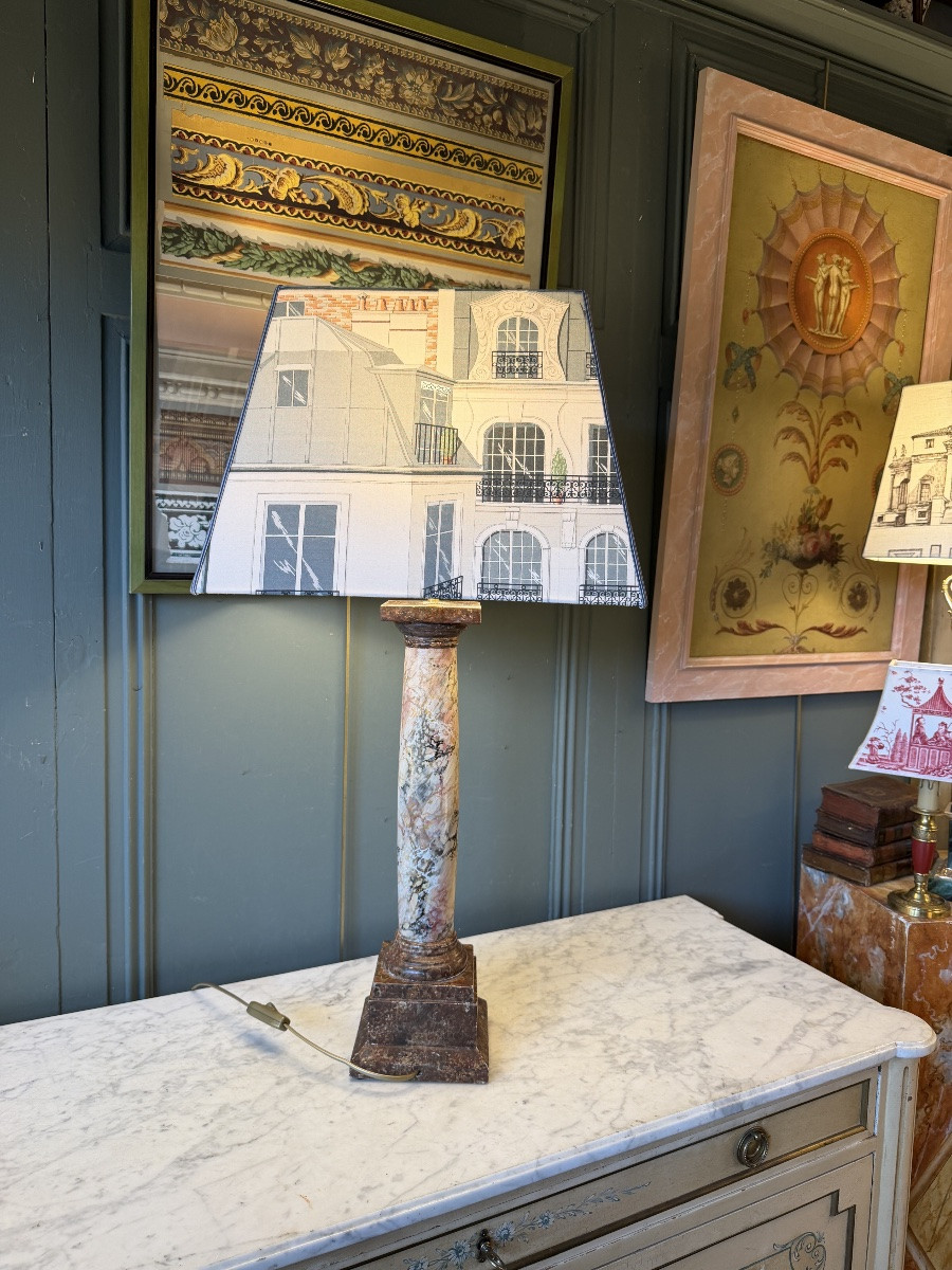 Grande lampe en bois peint, Hauteur 78 cm-photo-4
