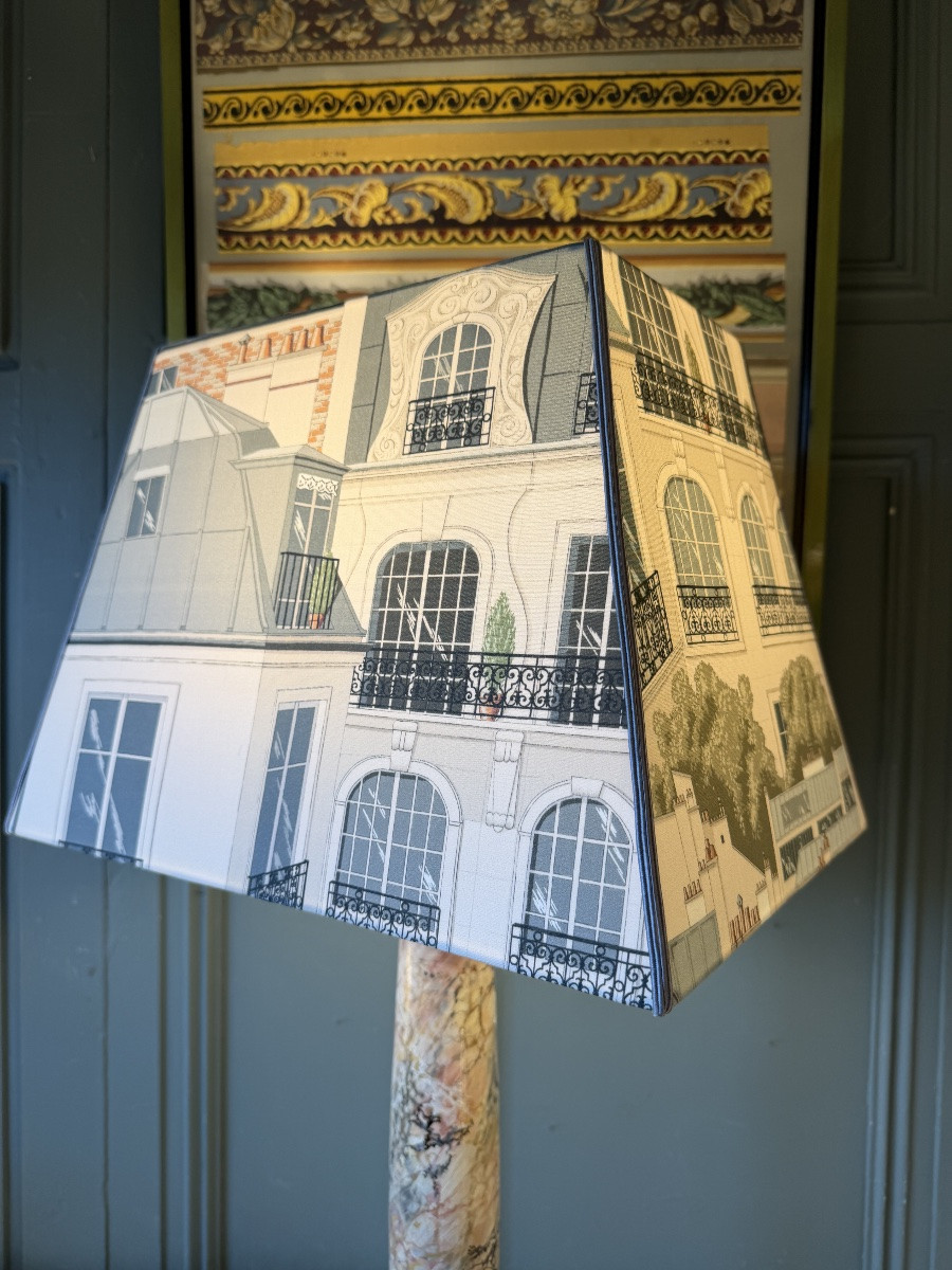 Grande lampe en bois peint, Hauteur 78 cm-photo-2