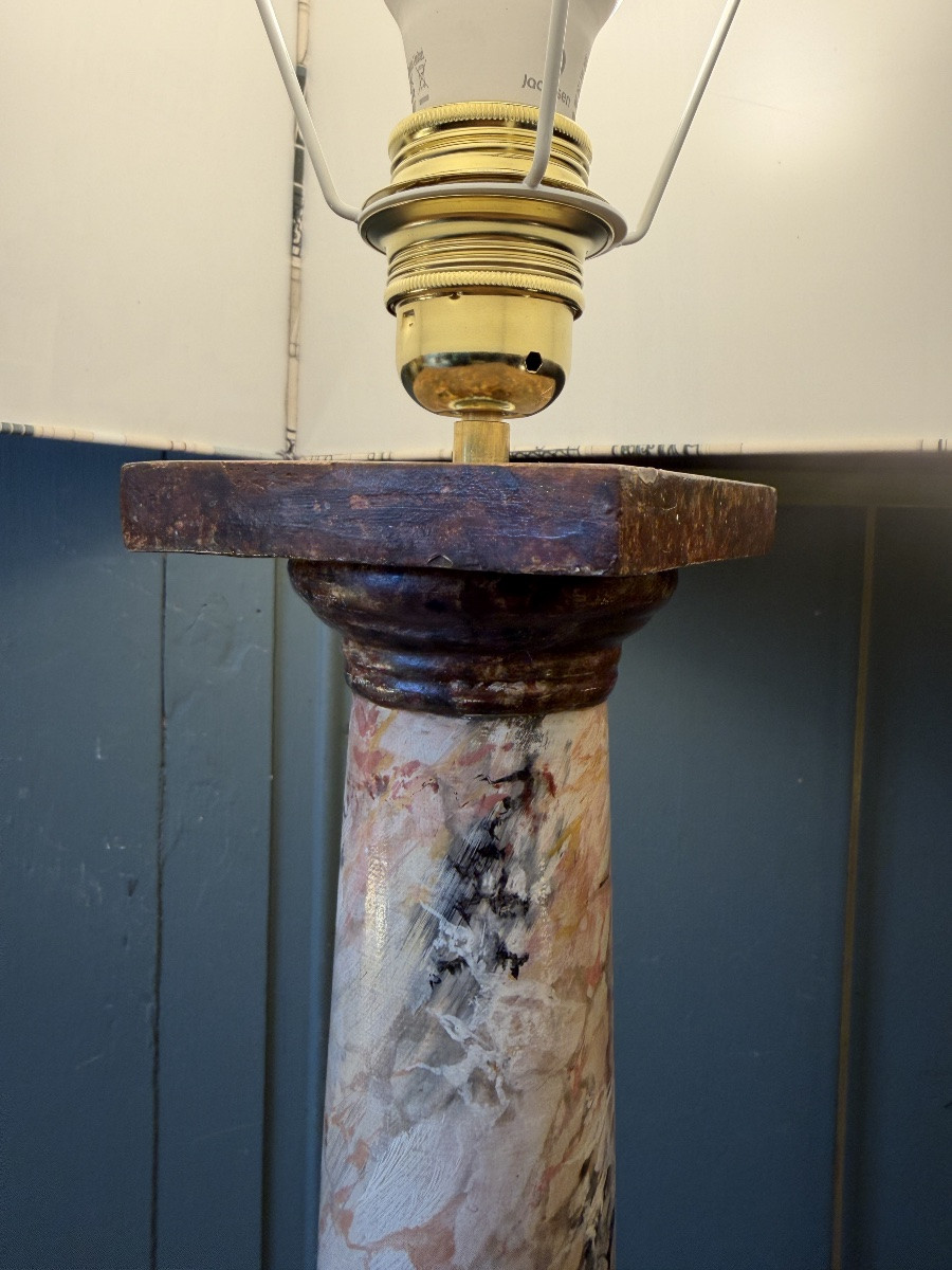 Grande lampe en bois peint, Hauteur 78 cm-photo-3