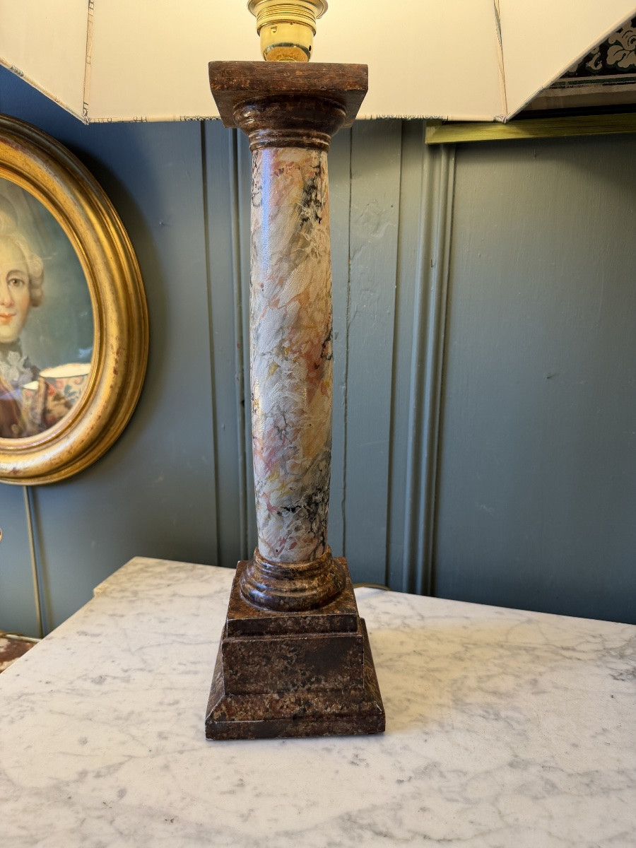 Grande lampe en bois peint, Hauteur 78 cm-photo-4