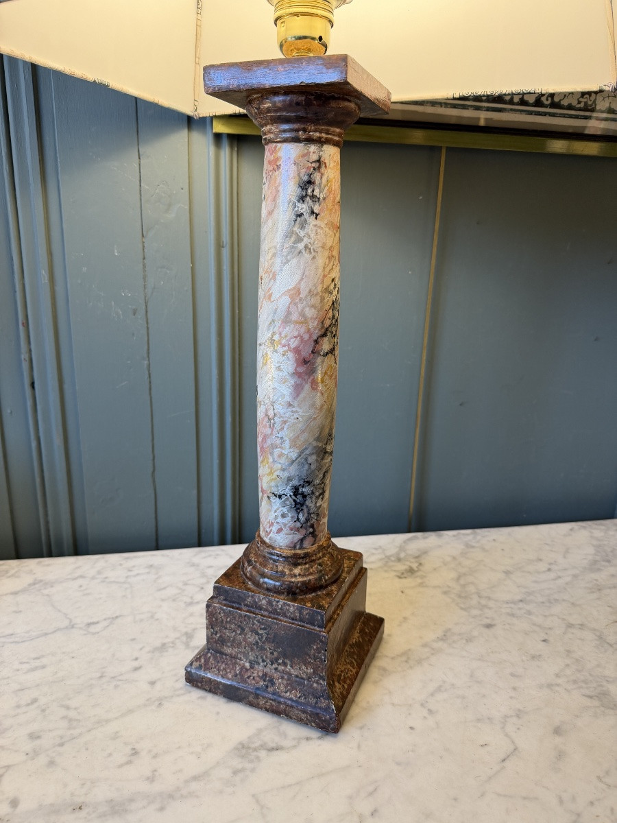 Grande lampe en bois peint, Hauteur 78 cm-photo-5
