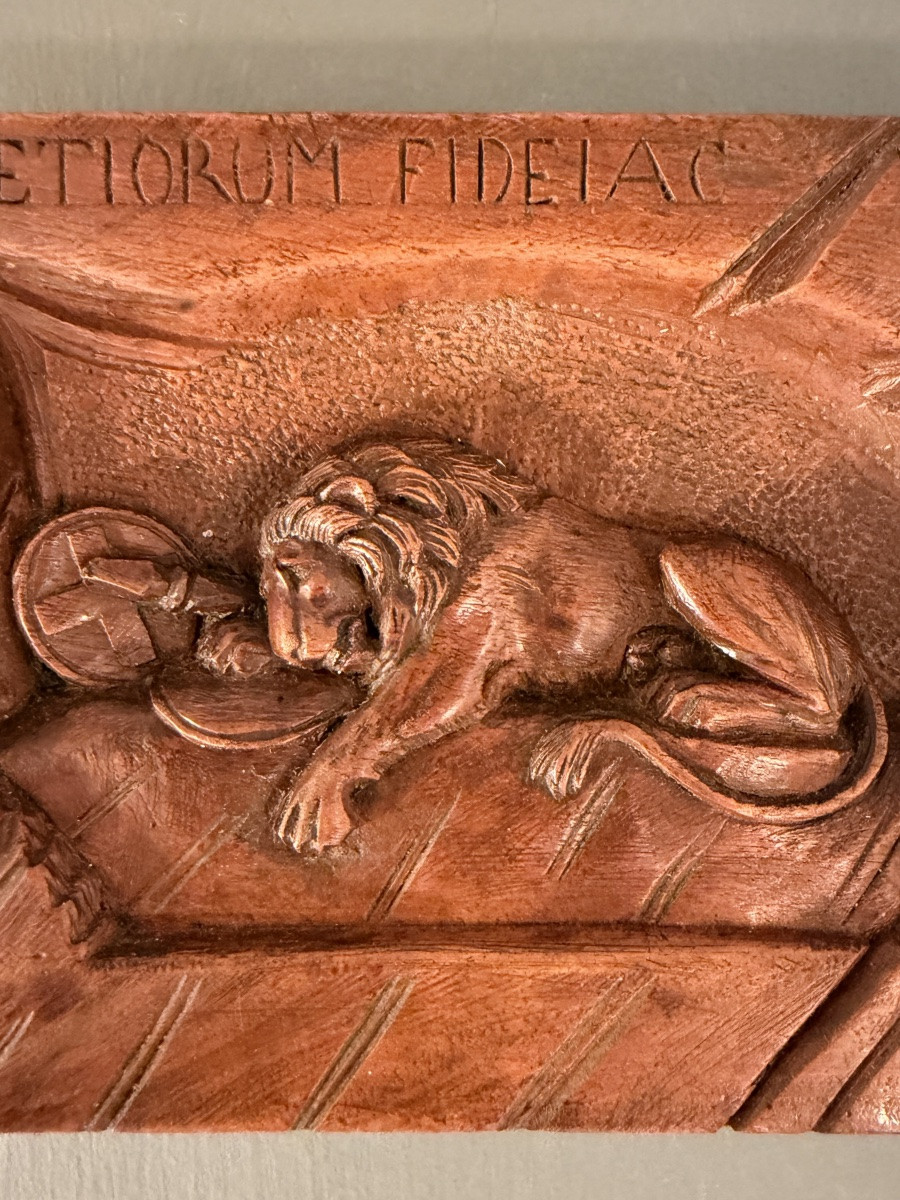 Lion de Lucerne en bois sculpté-photo-3