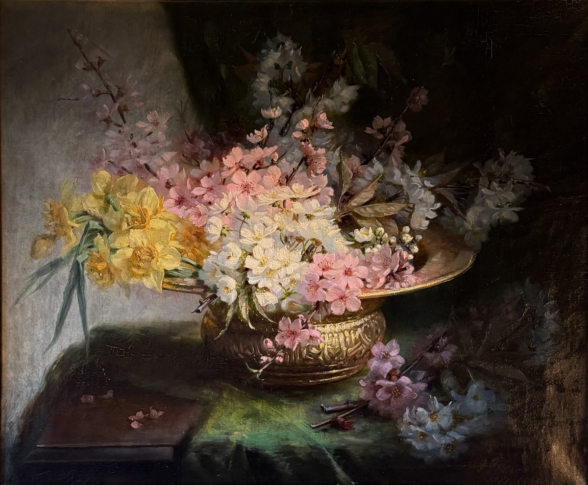Bouquet de fleurs, huile sur toile datée 1891-photo-2