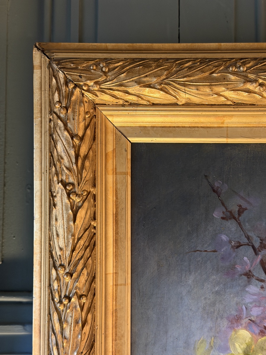 Bouquet de fleurs, huile sur toile datée 1891-photo-3