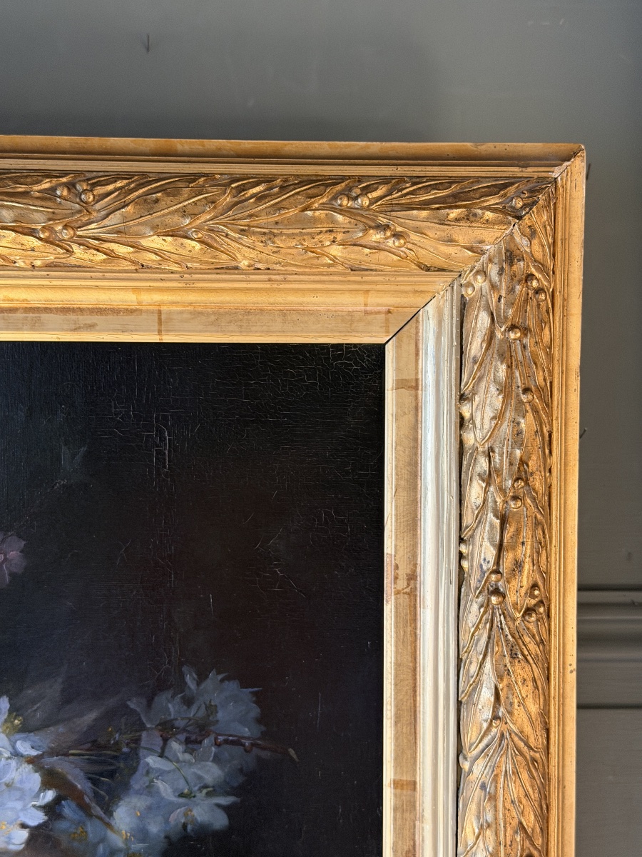Bouquet de fleurs, huile sur toile datée 1891-photo-4