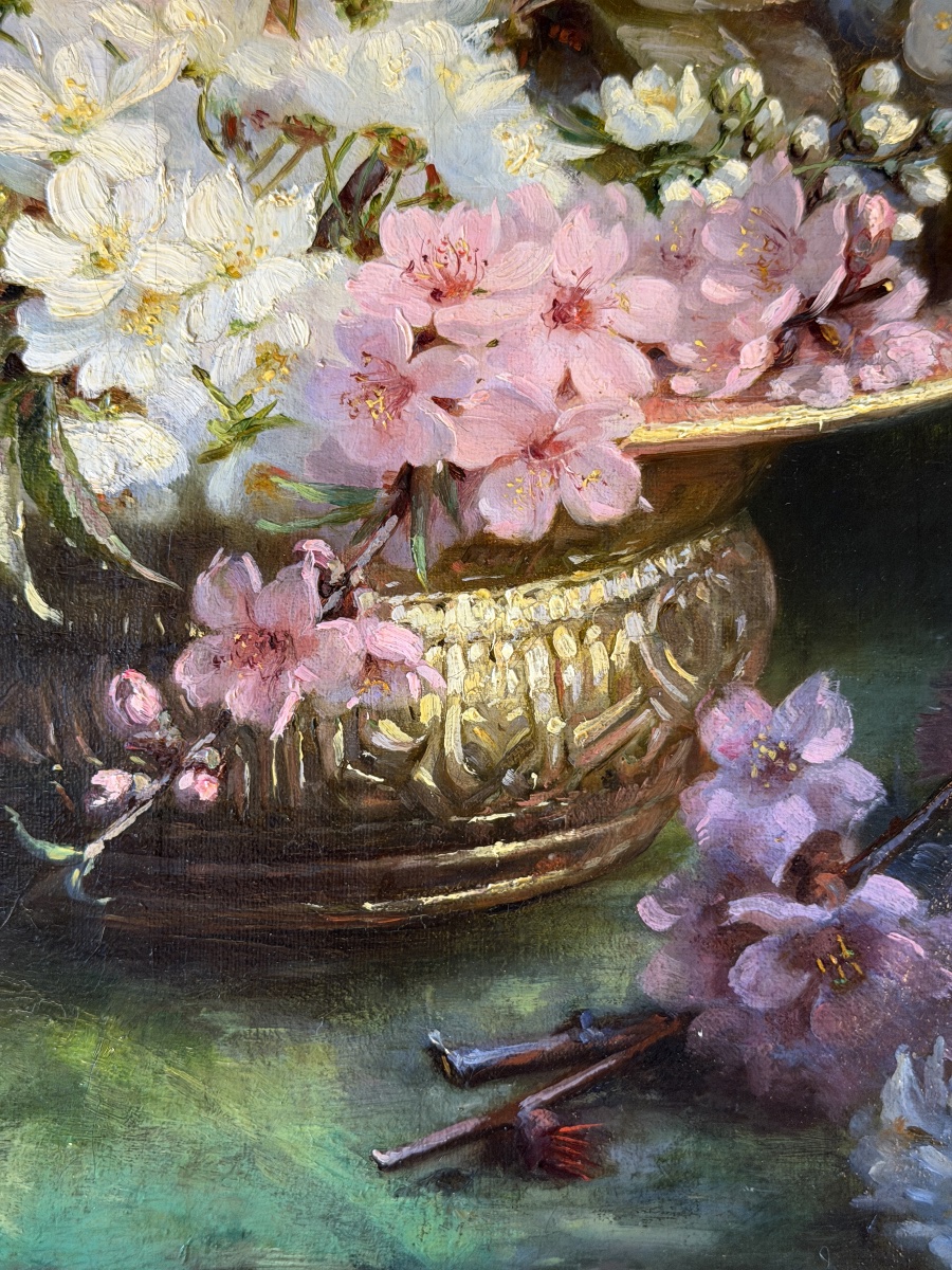 Bouquet de fleurs, huile sur toile datée 1891-photo-3
