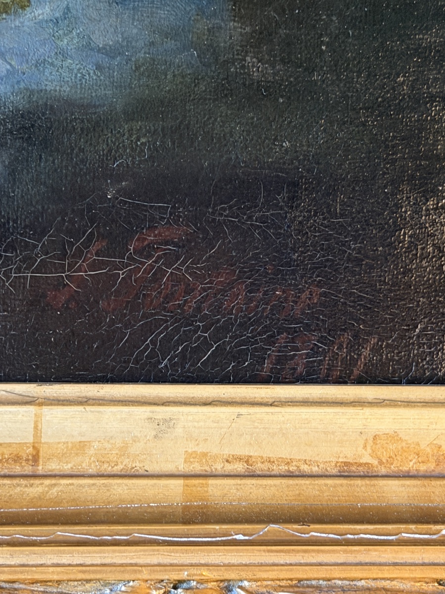 Bouquet de fleurs, huile sur toile datée 1891-photo-5