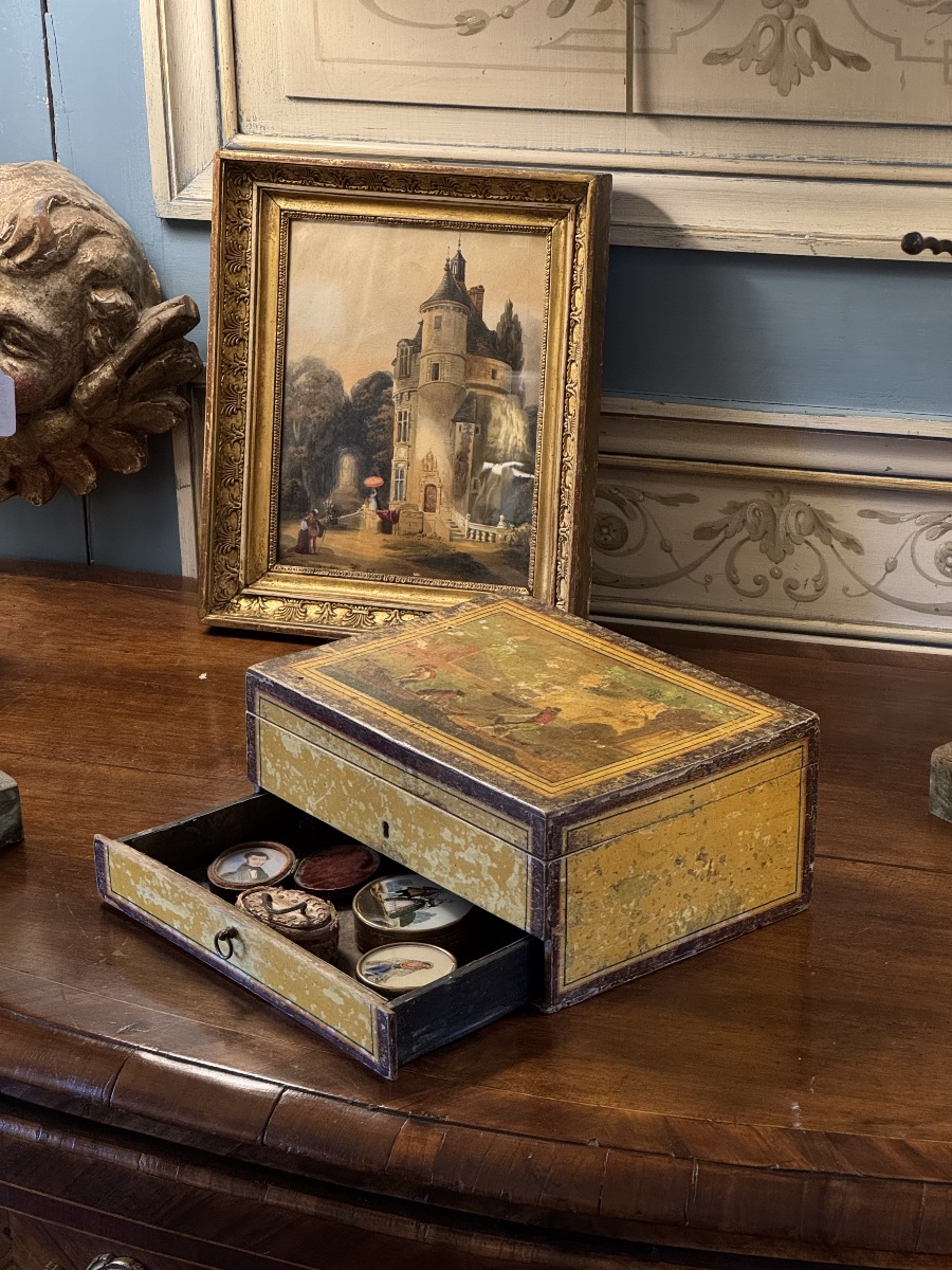 Early 19th Century Lacquered Wood Box-photo-5