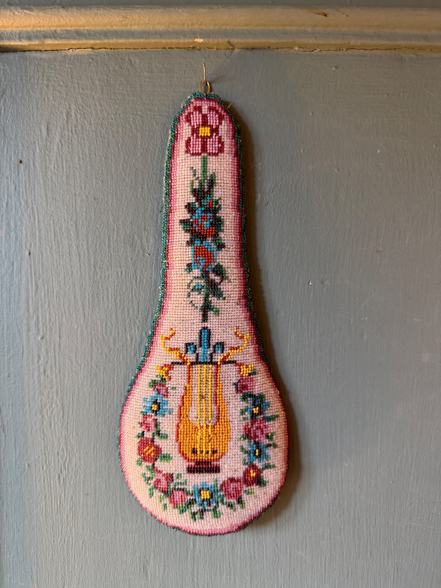 Pair Of Pearl Embroideries With Lyre Design-photo-4