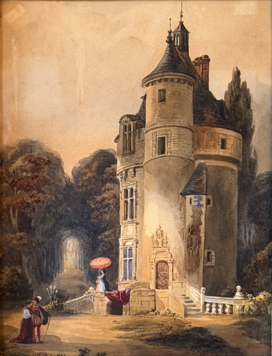 La Tour Des Marques De Chenonceau, Early 19th Century Watercolor-photo-2