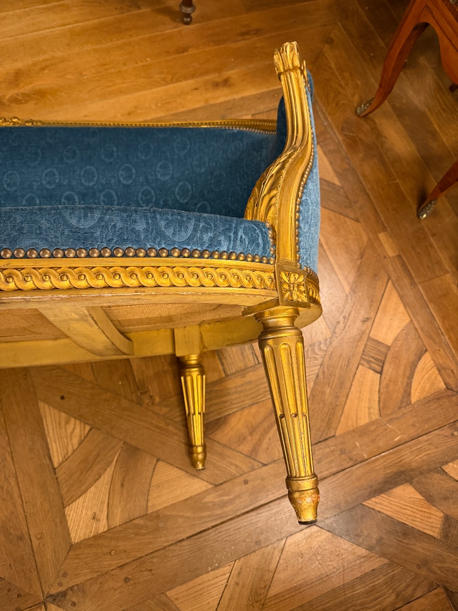 Canapé corbeille en bois doré de style Louis XVI-photo-6