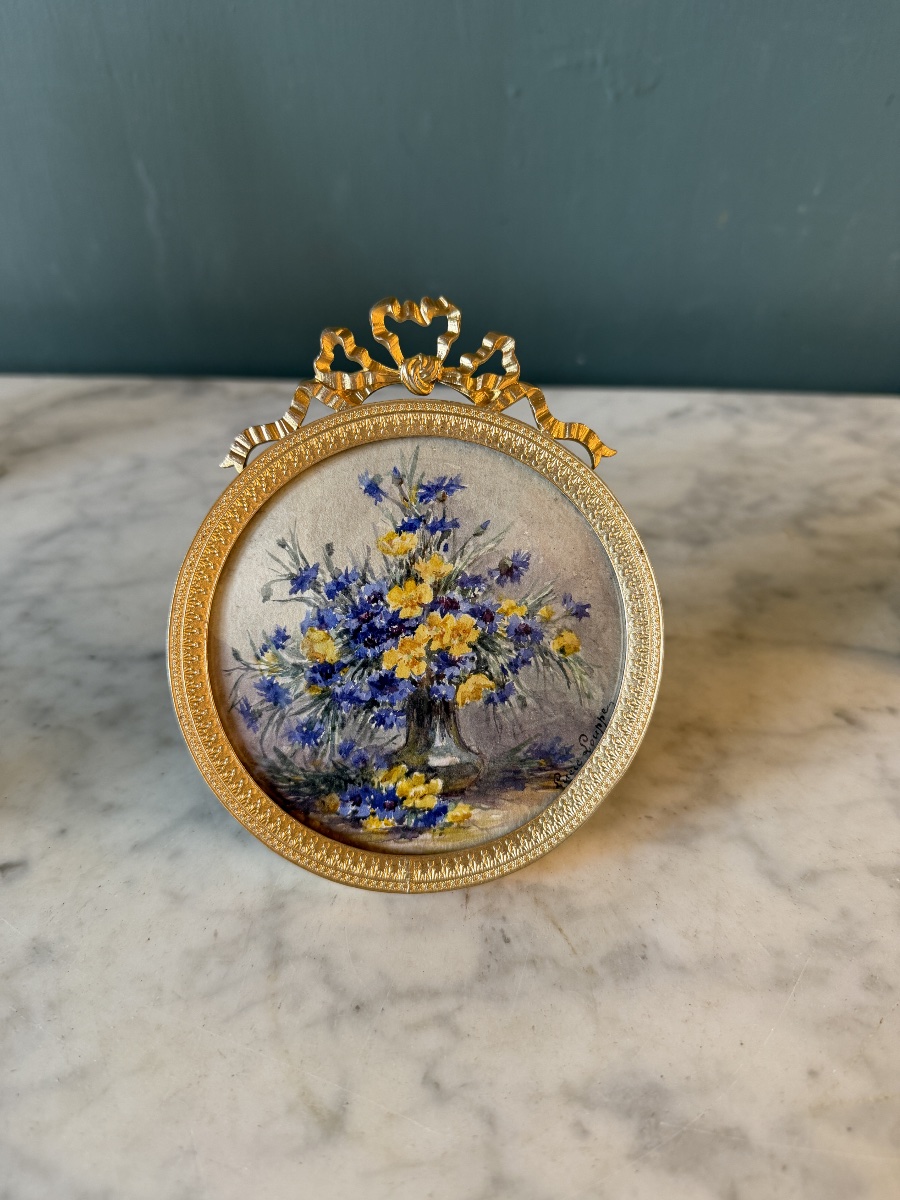  Bouquet Of Cornflowers And Daffodils, Miniature By Lucie Louppe-photo-2