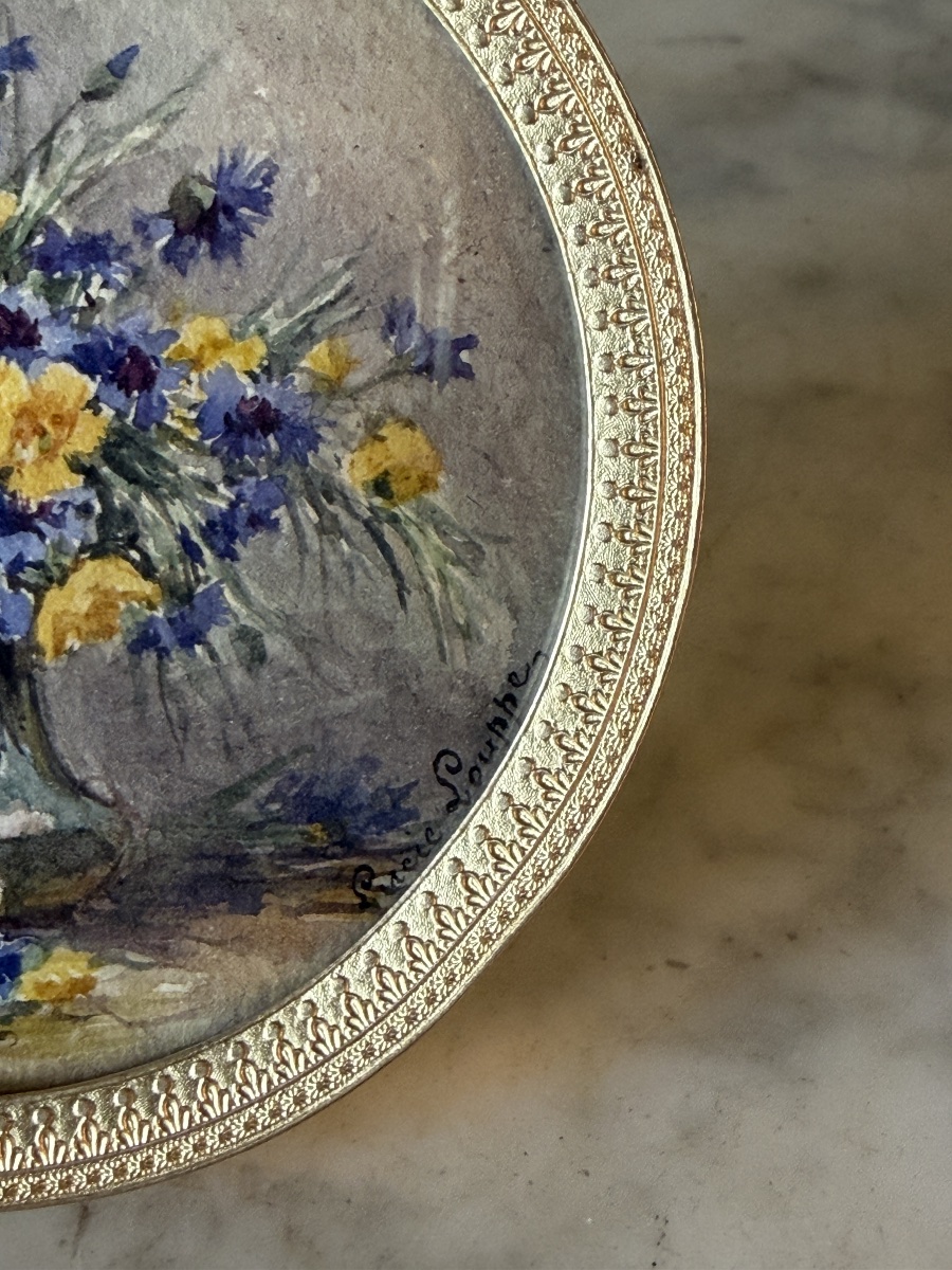 Bouquet Of Cornflowers And Daffodils, Miniature By Lucie Louppe-photo-4