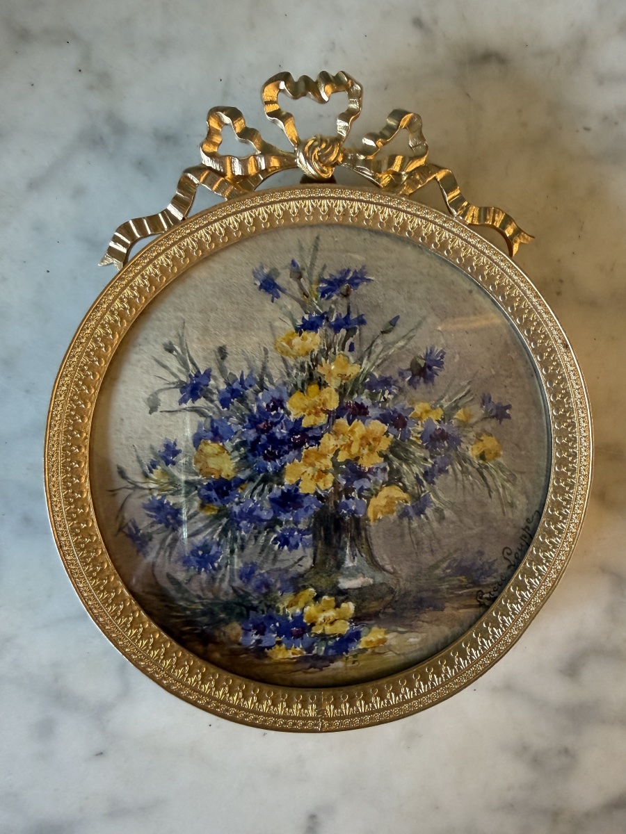  Bouquet Of Cornflowers And Daffodils, Miniature By Lucie Louppe-photo-3