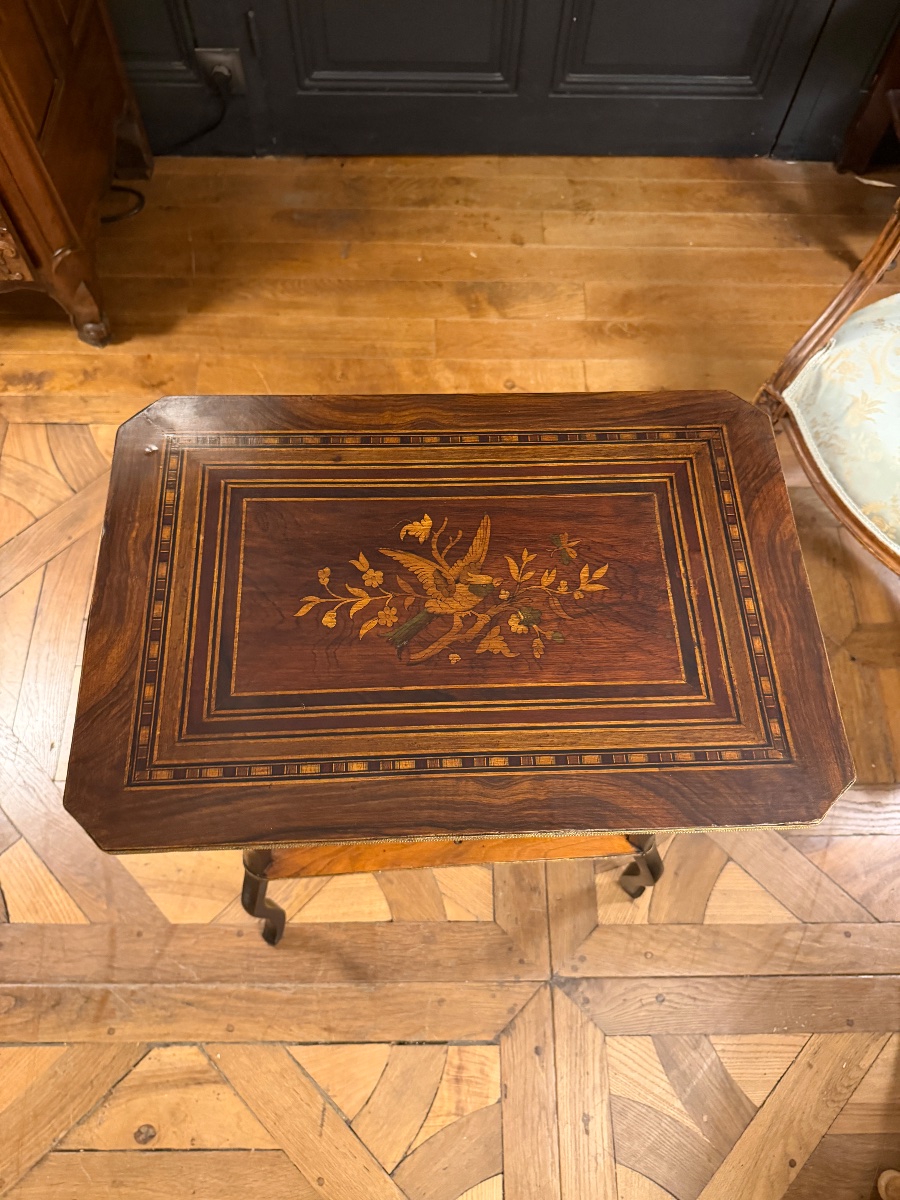 19th-century Marquetry Panel Depicting A Bird-photo-3