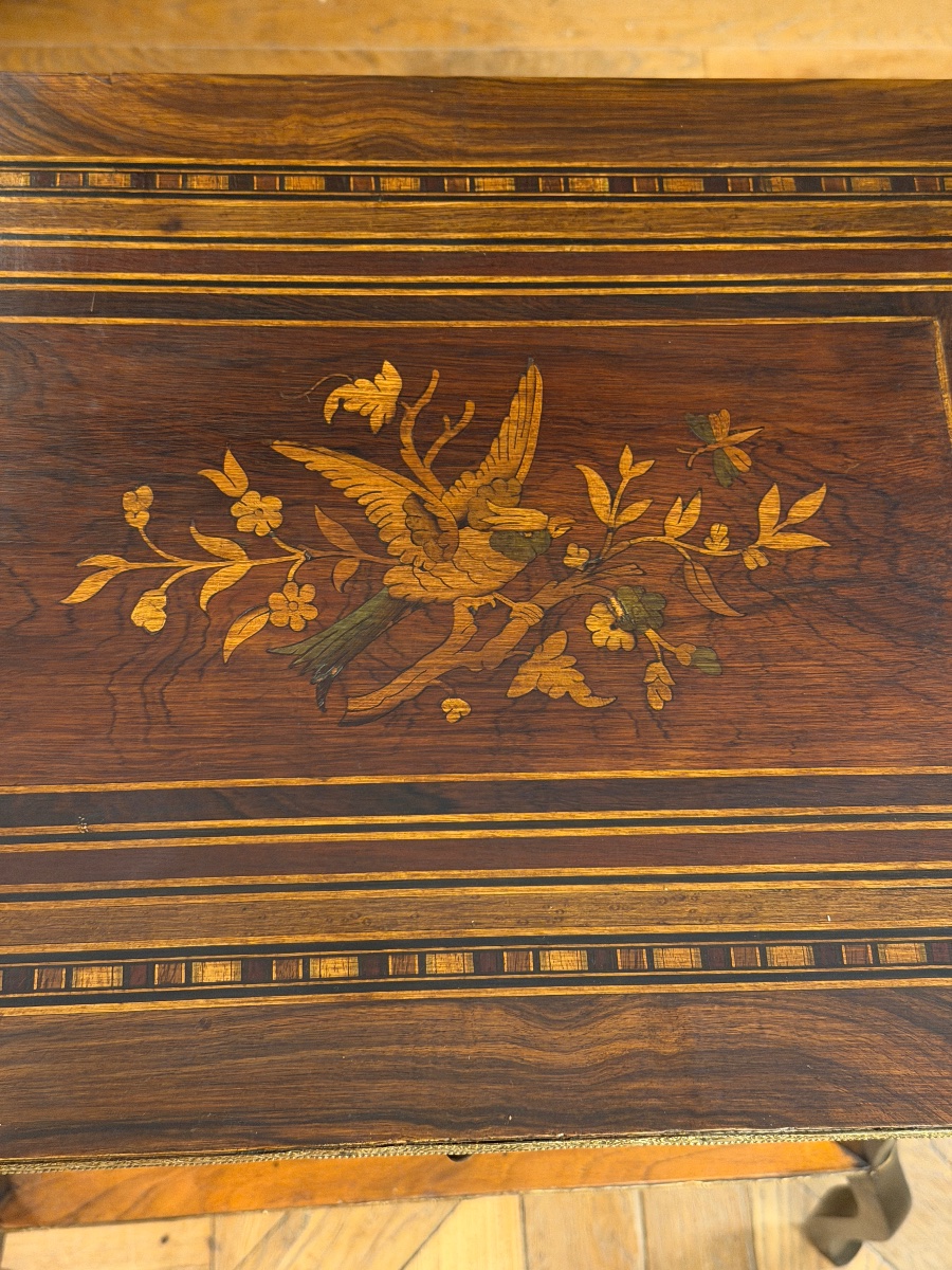19th-century Marquetry Panel Depicting A Bird-photo-4