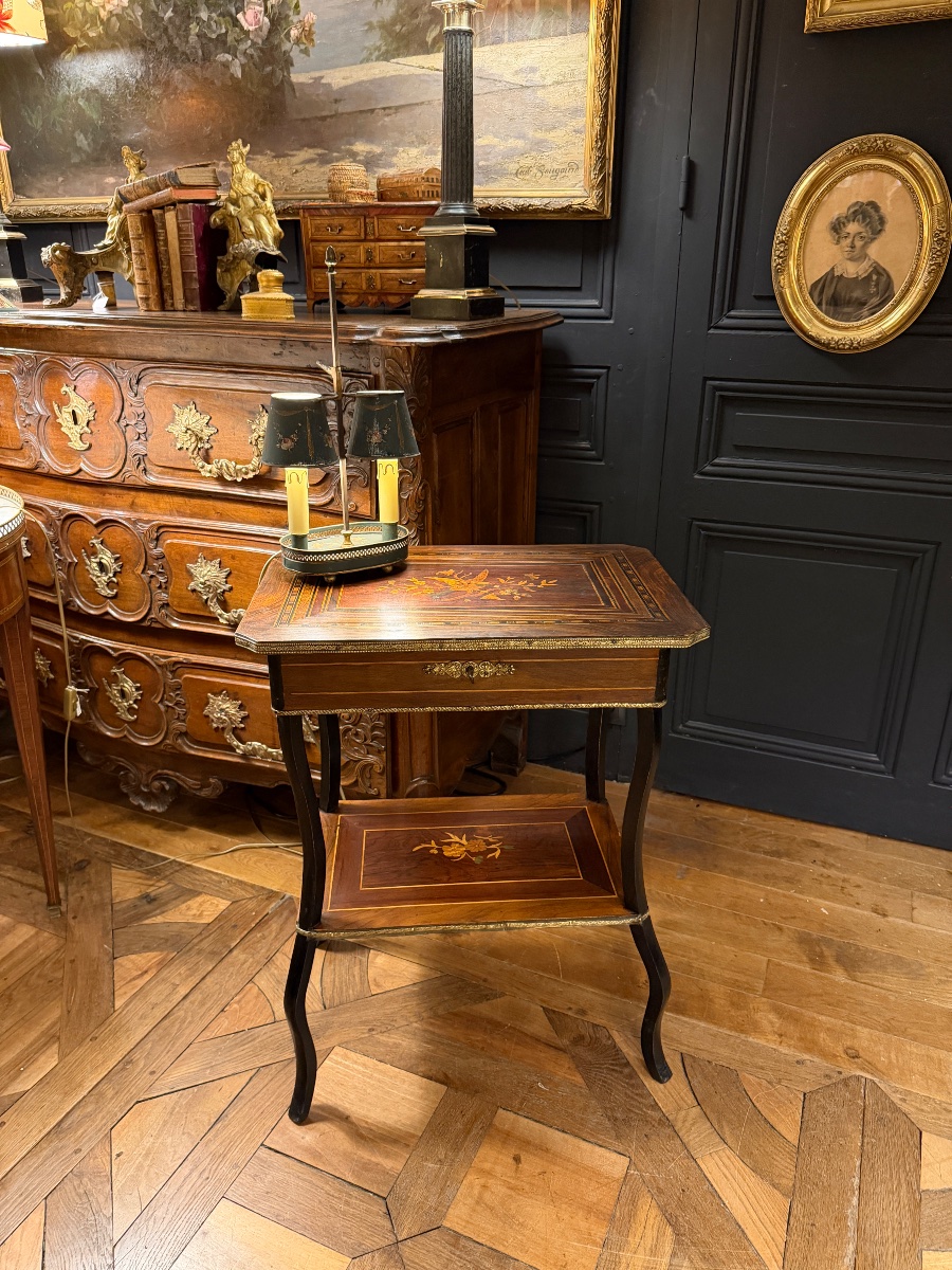 19th-century Marquetry Panel Depicting A Bird-photo-7