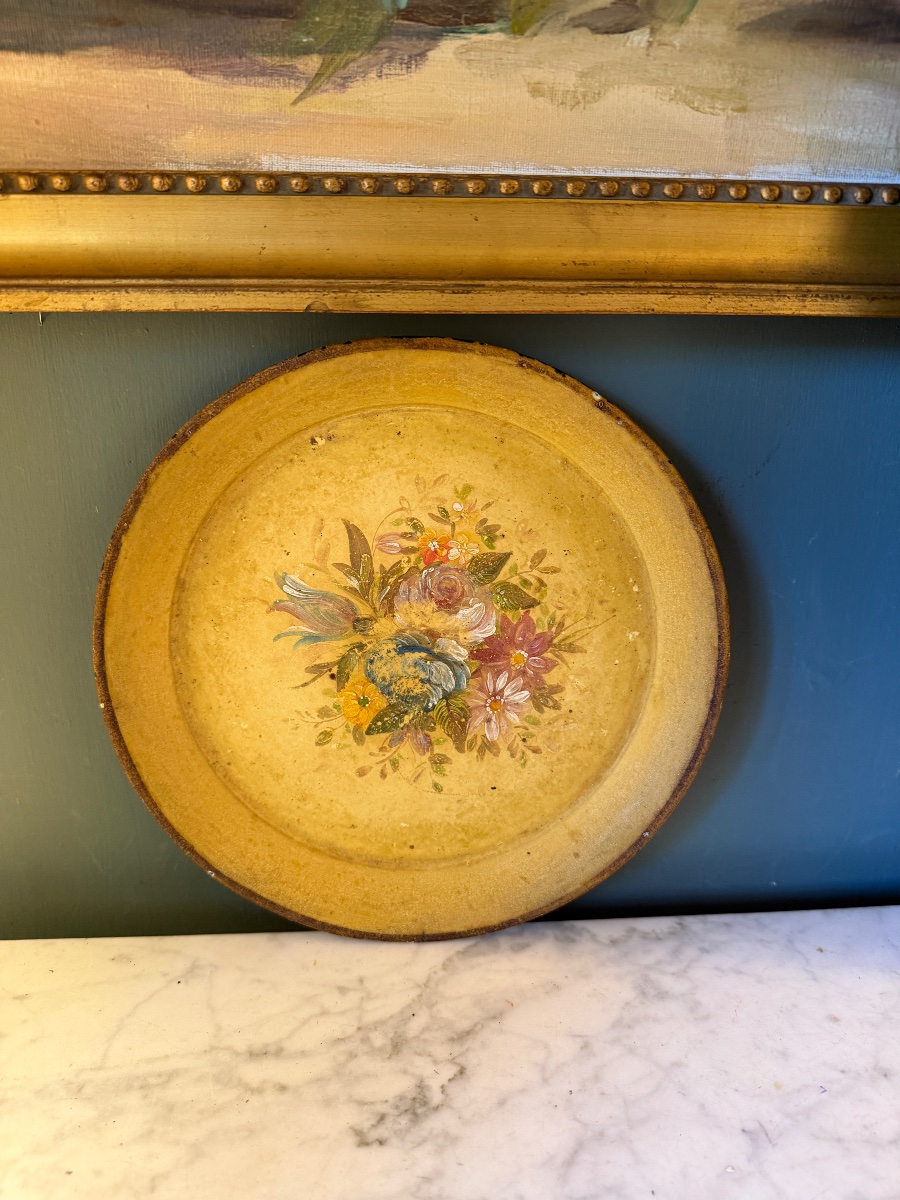 Small Painted Sheet Metal Tray, 25 Cm In Diameter-photo-2