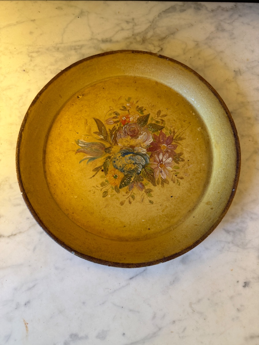 Small Painted Sheet Metal Tray, 25 Cm In Diameter-photo-5